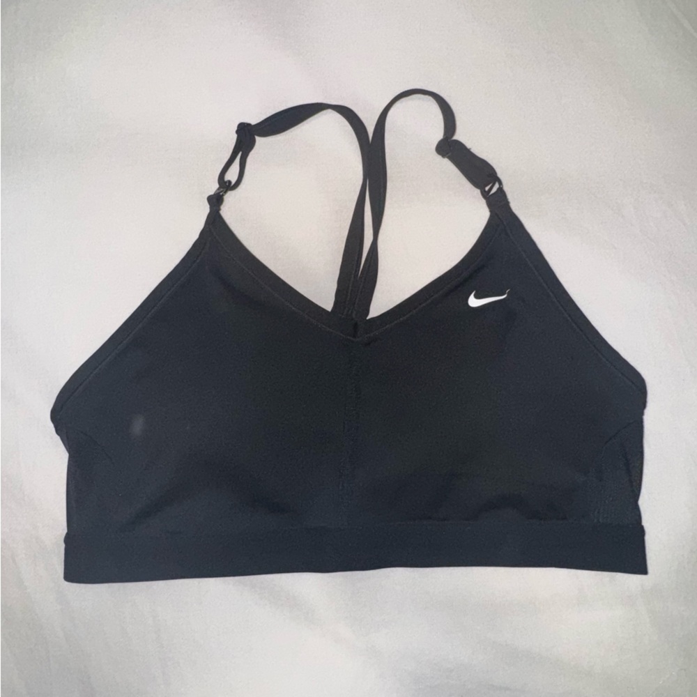 Nike Women's Black Sports Bra with White Logo